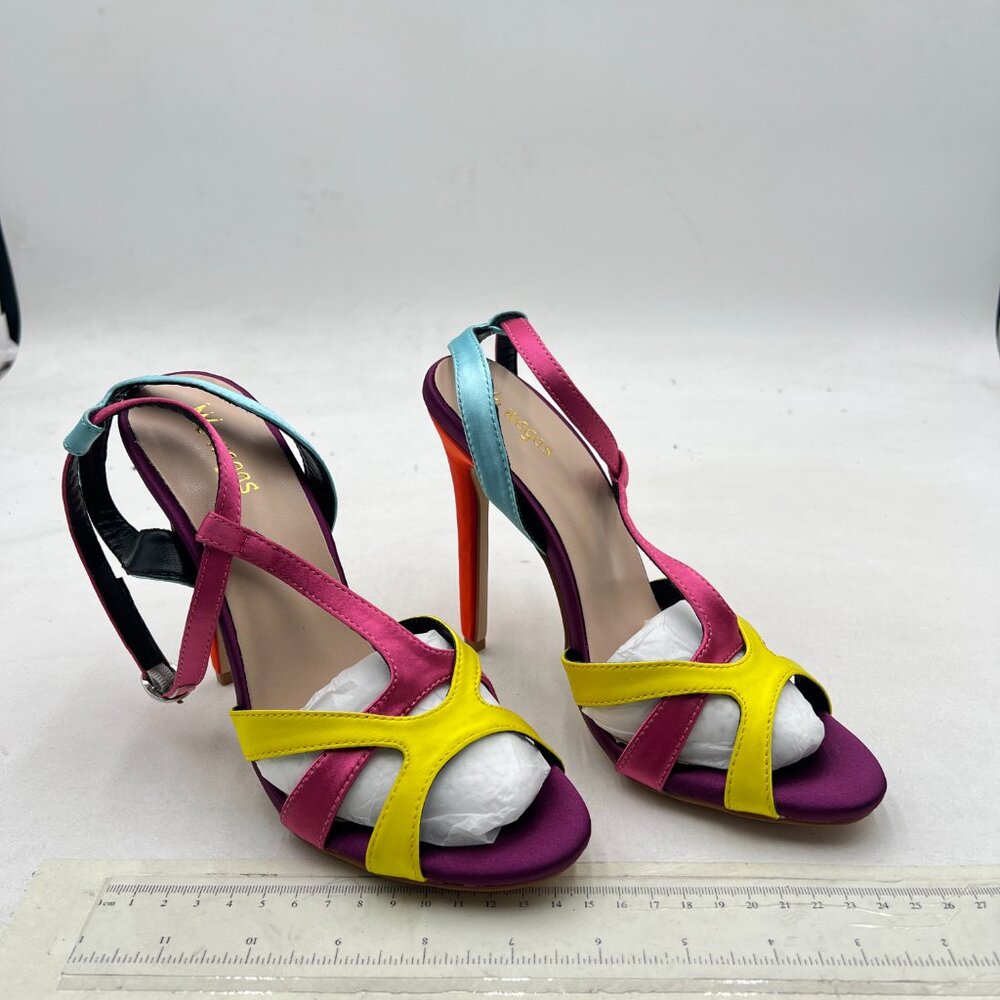 Wo Wagas Multi Ankle T Strap Sandals Stiletto High Heels Open Toe Buckle Shoes - Picture 4 of 8